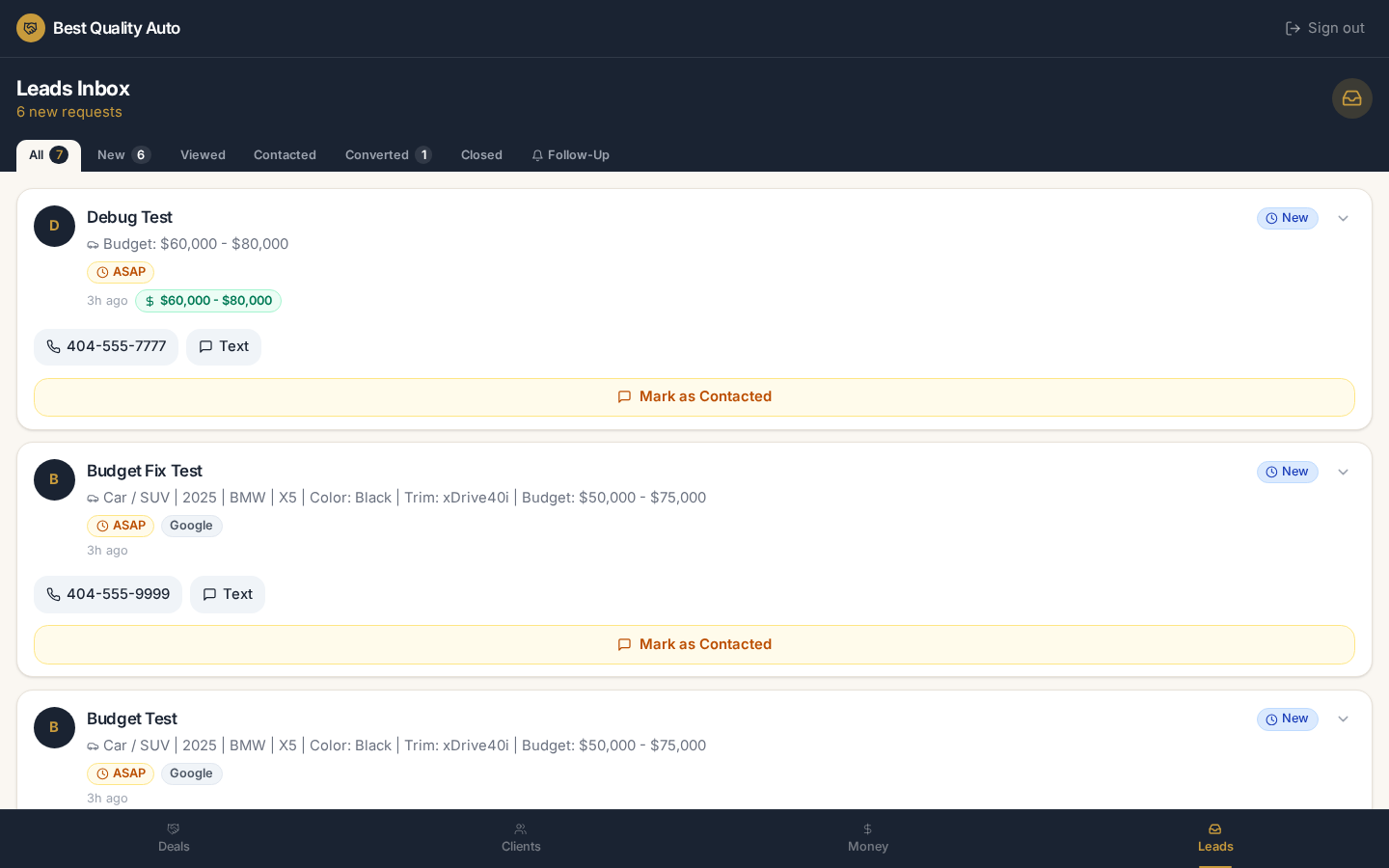 Best Quality Auto Leads Inbox on desktop