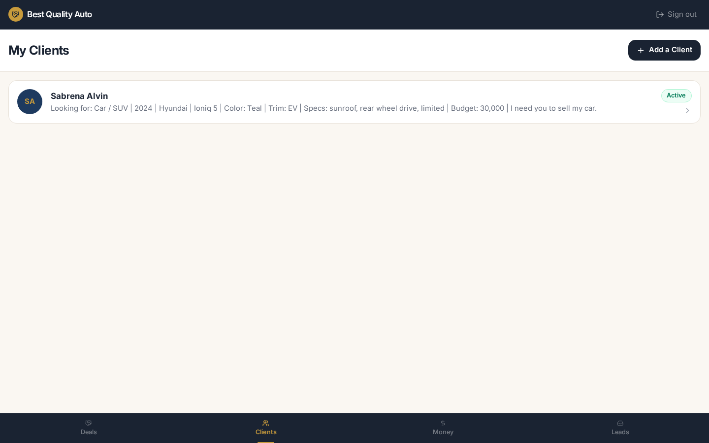 Best Quality Auto Clients view on desktop
